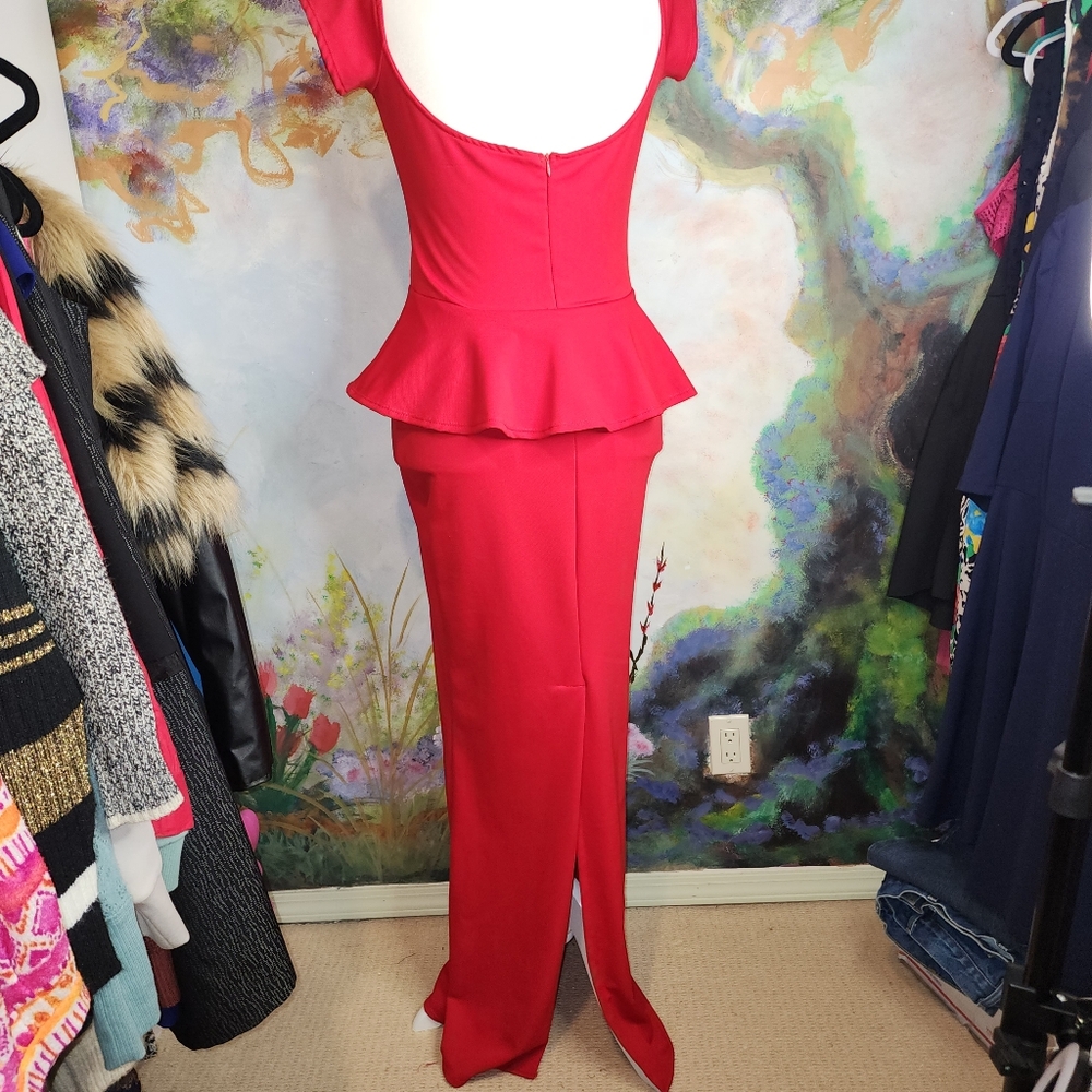 NWOT Red MAXI Dress with Peplum Style Skirt - Picture 6 of 14
